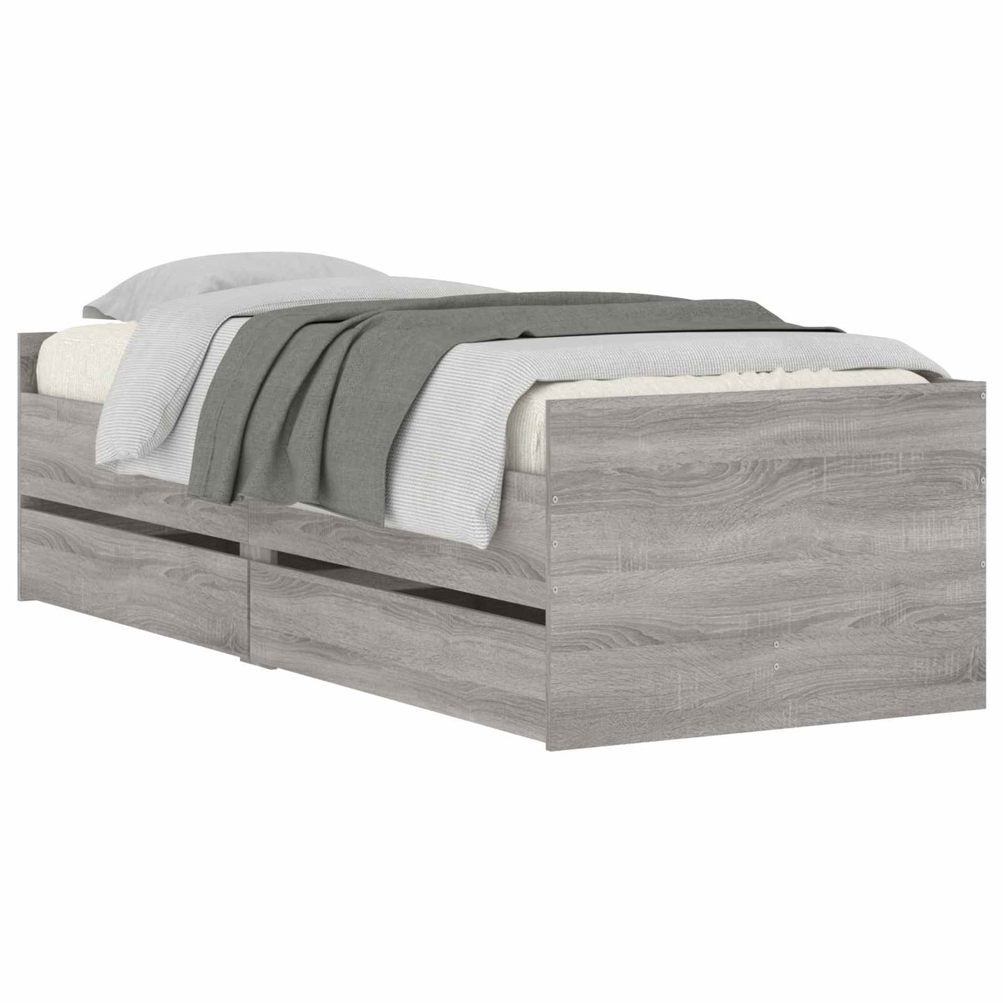 Bed Frame with Storage Concrete Grey 80 x 200 cm