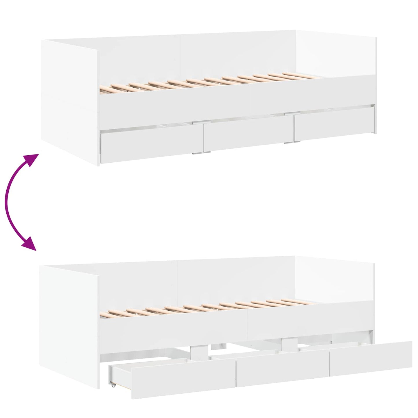 Bed Frame with Storage White 80 x 200 cm Engineered Wood