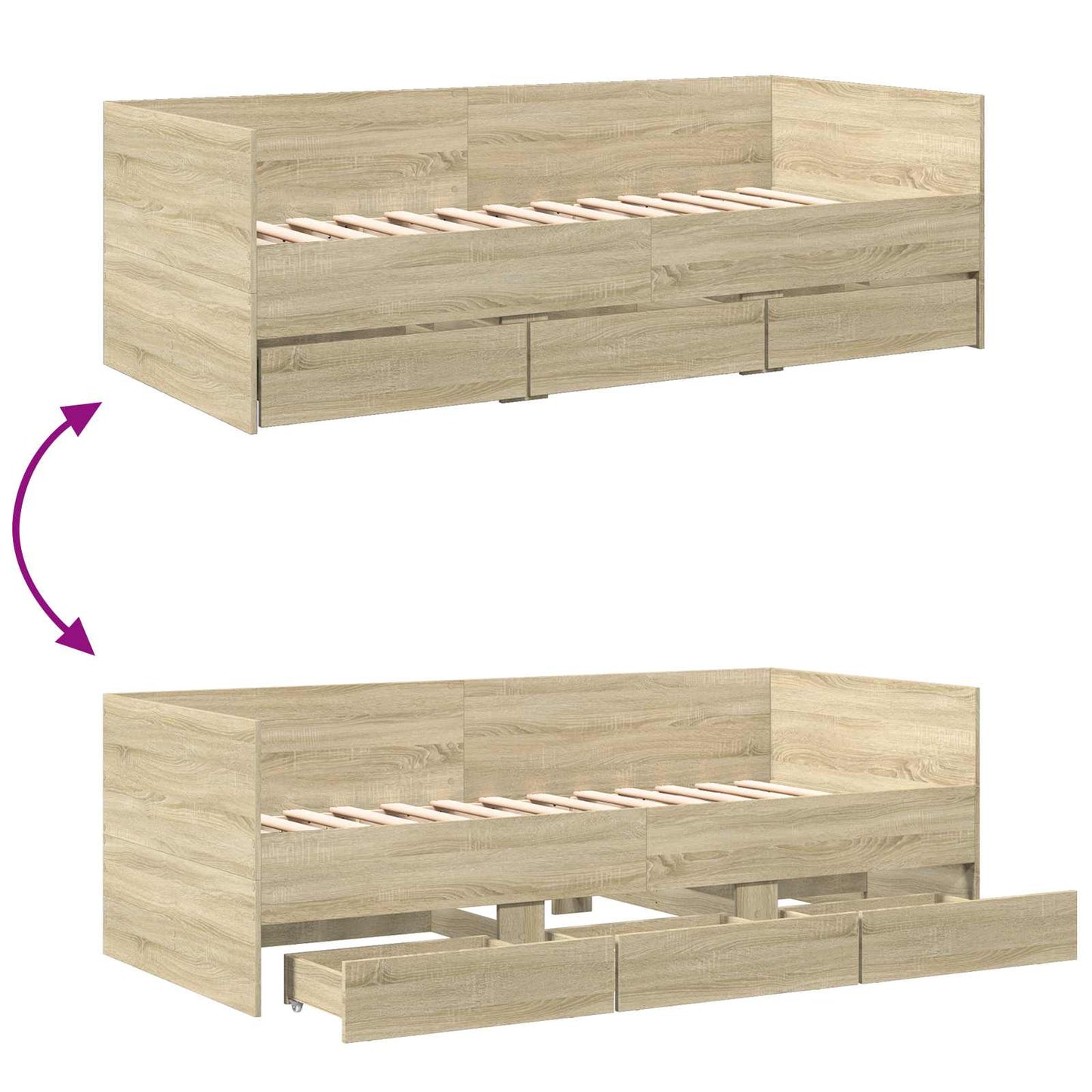 Bed Frame with Storage Sonoma Oak 80 x 200 cm Engineered Wood
