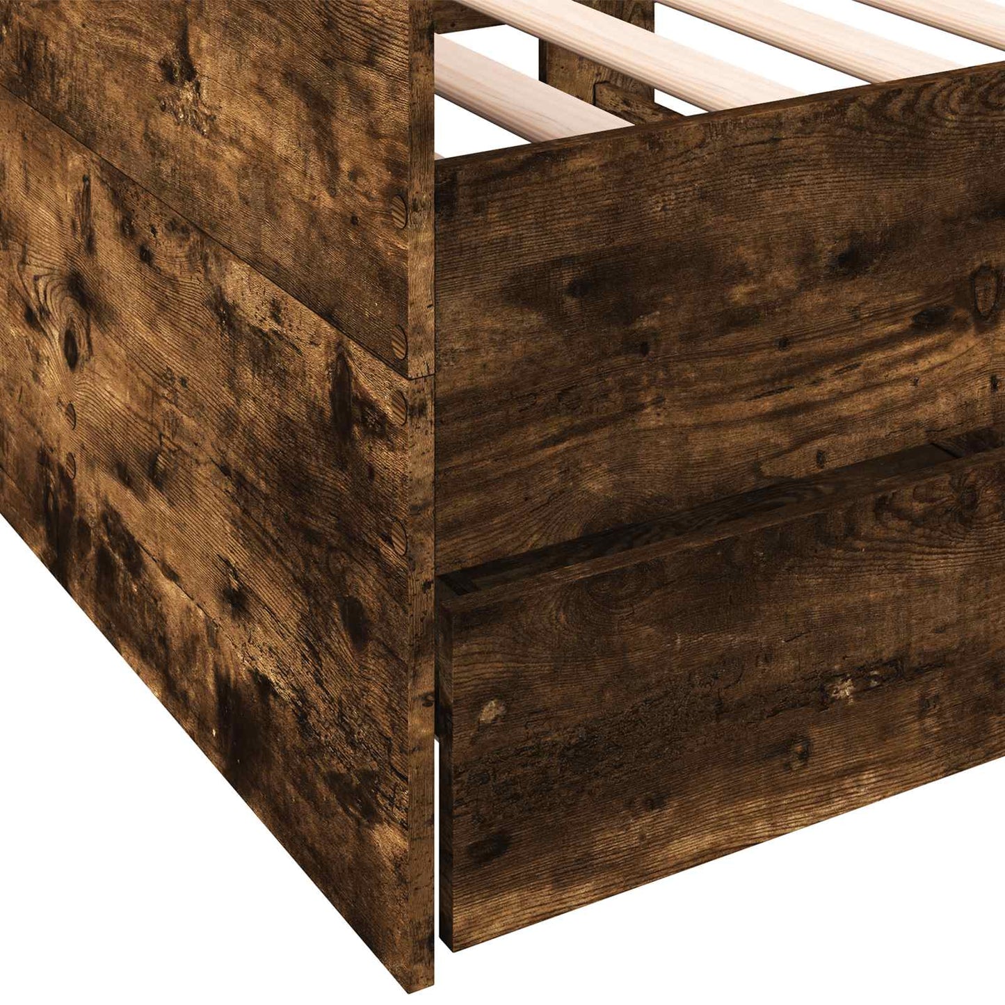 Bed Frame with Storage Smoked Oak 80 x 200 cm Engineered Wood
