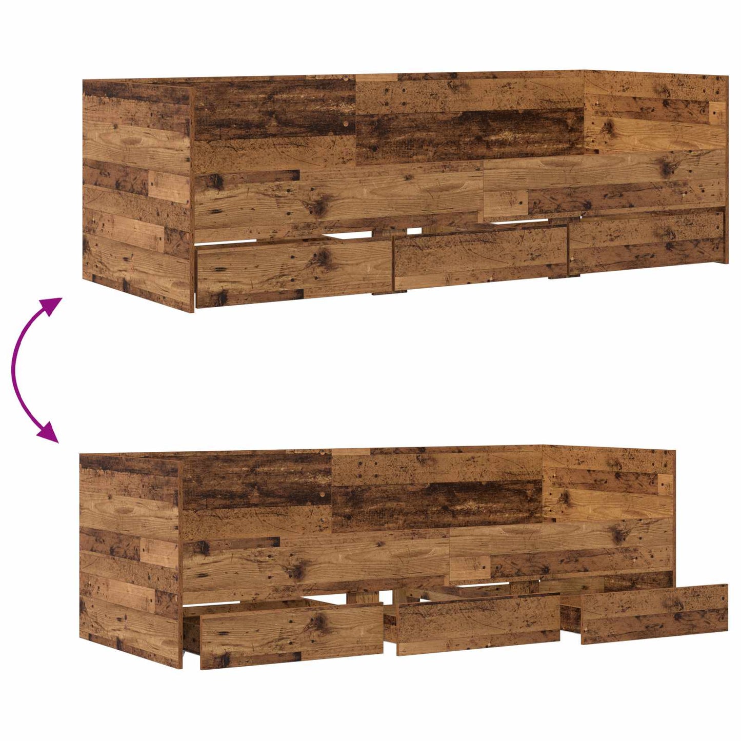 Bed Frame with Storage Old Wood 80 x 200 cm Engineered Wood