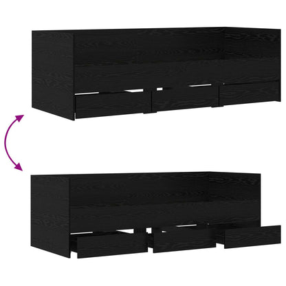 Bed Frame with Storage Black Oak 80 x 200 cm Engineered Wood