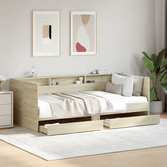 Daybed with Drawer with Shelf Sonoma Oak Engineered Wood