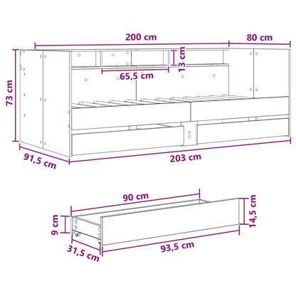Bed Frame with Storage Sonoma Oak 80 x 200 cm Engineered Wood