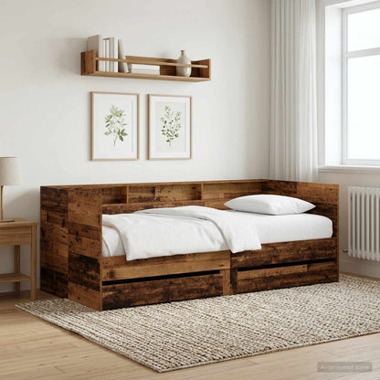 Daybed with Drawer with Shelf Old Wood Engineered Wood