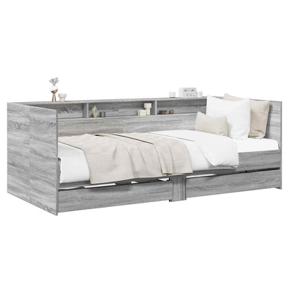 Bed Frame with Storage Grey Sonoma 80 x 200 cm Engineered Wood
