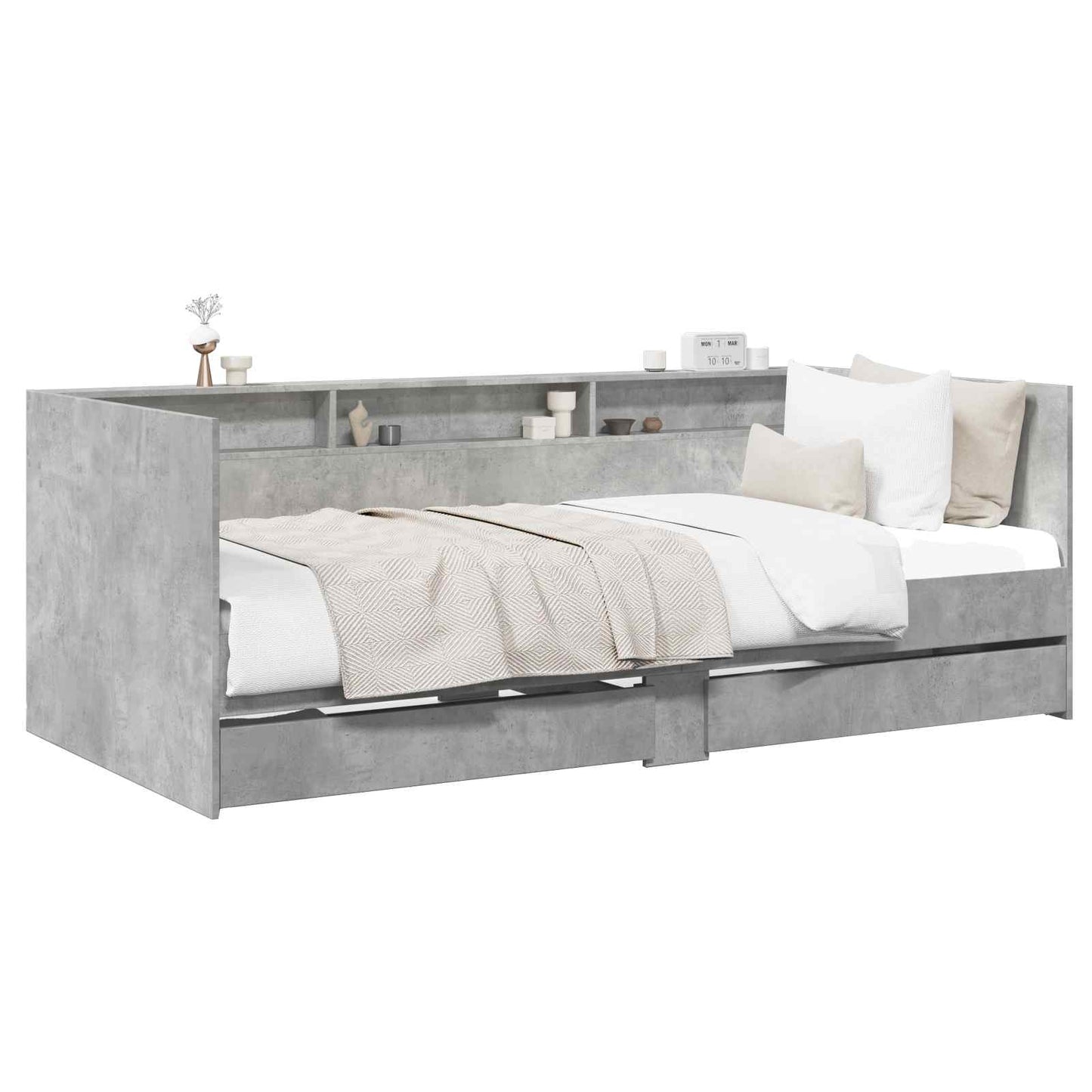 Bed Frame with Storage Concrete Grey 80 x 200 cm
