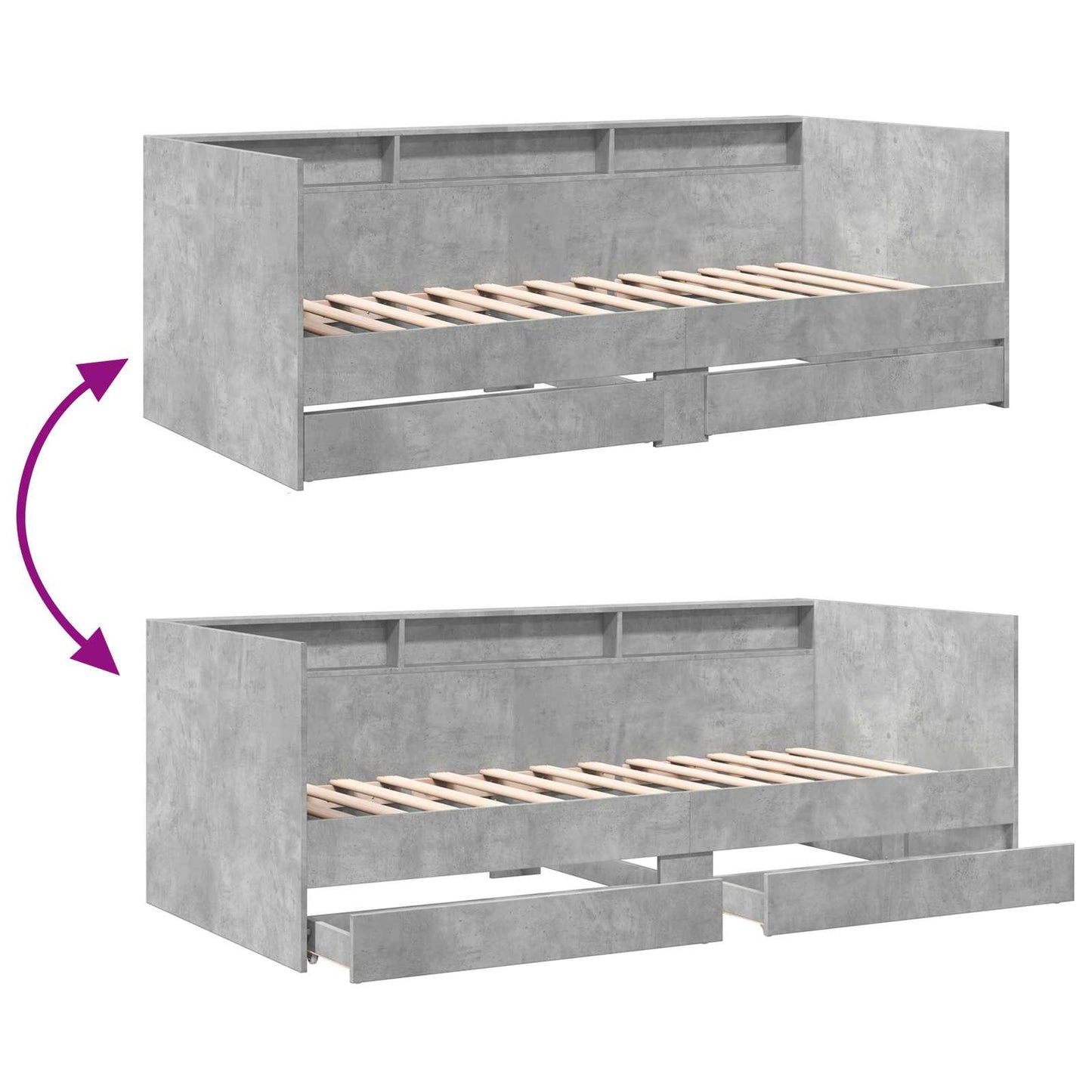 Bed Frame with Storage Concrete Grey 80 x 200 cm