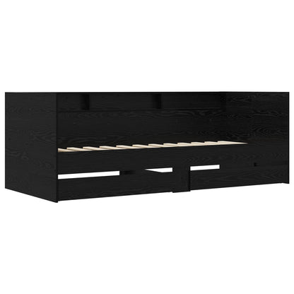 Bed Frame with Storage Black Oak 80 x 200 cm Engineered Wood