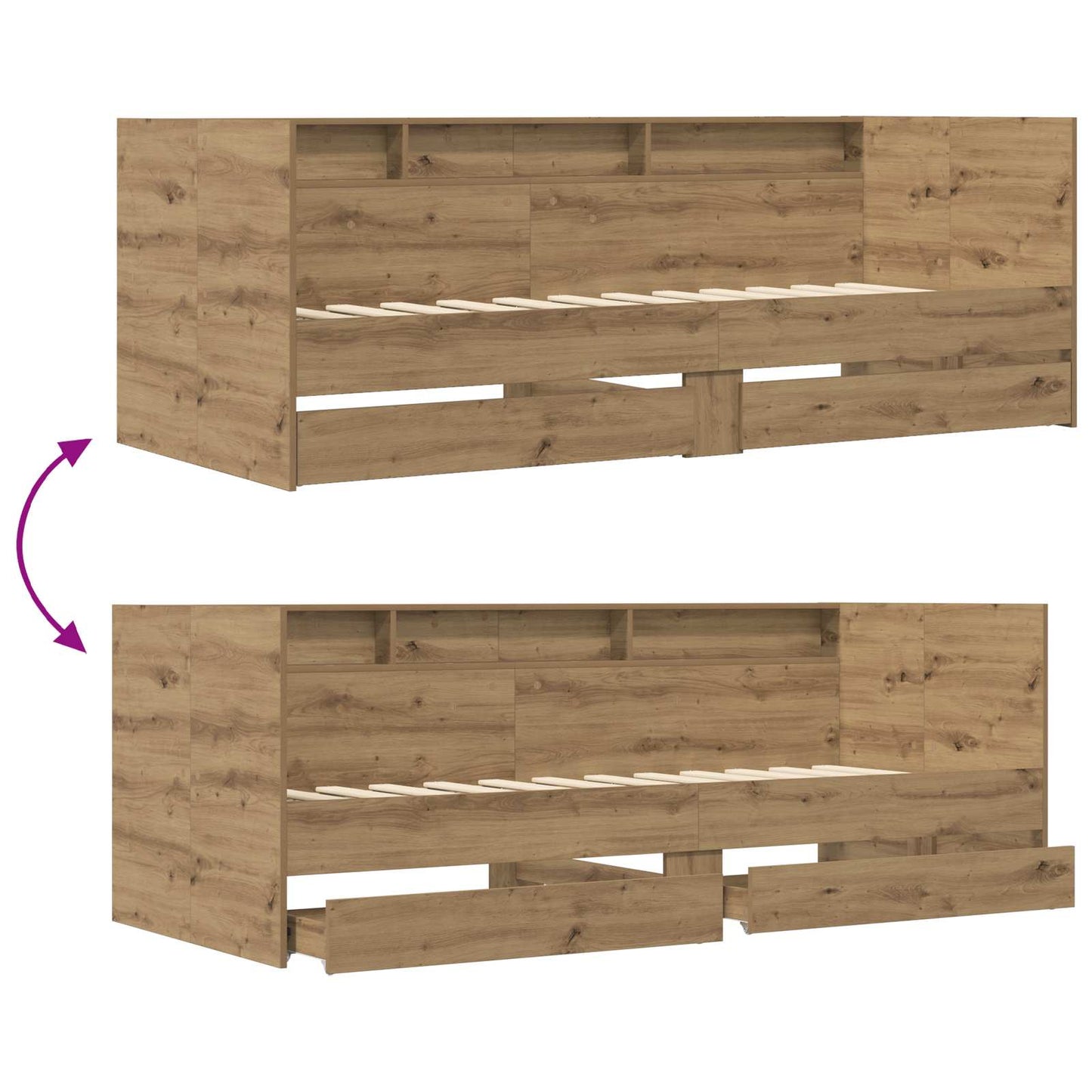 Bed Frame with Storage Artisian Oak 80 x 200 cm Engineered Wood