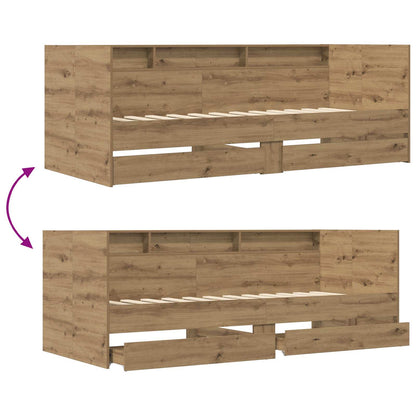 Bed Frame with Storage Artisian Oak 80 x 200 cm Engineered Wood