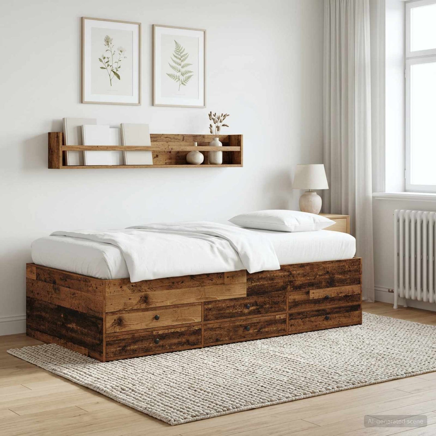Bed Frame with Storage Old Wood 80 x 200 cm Engineered Wood