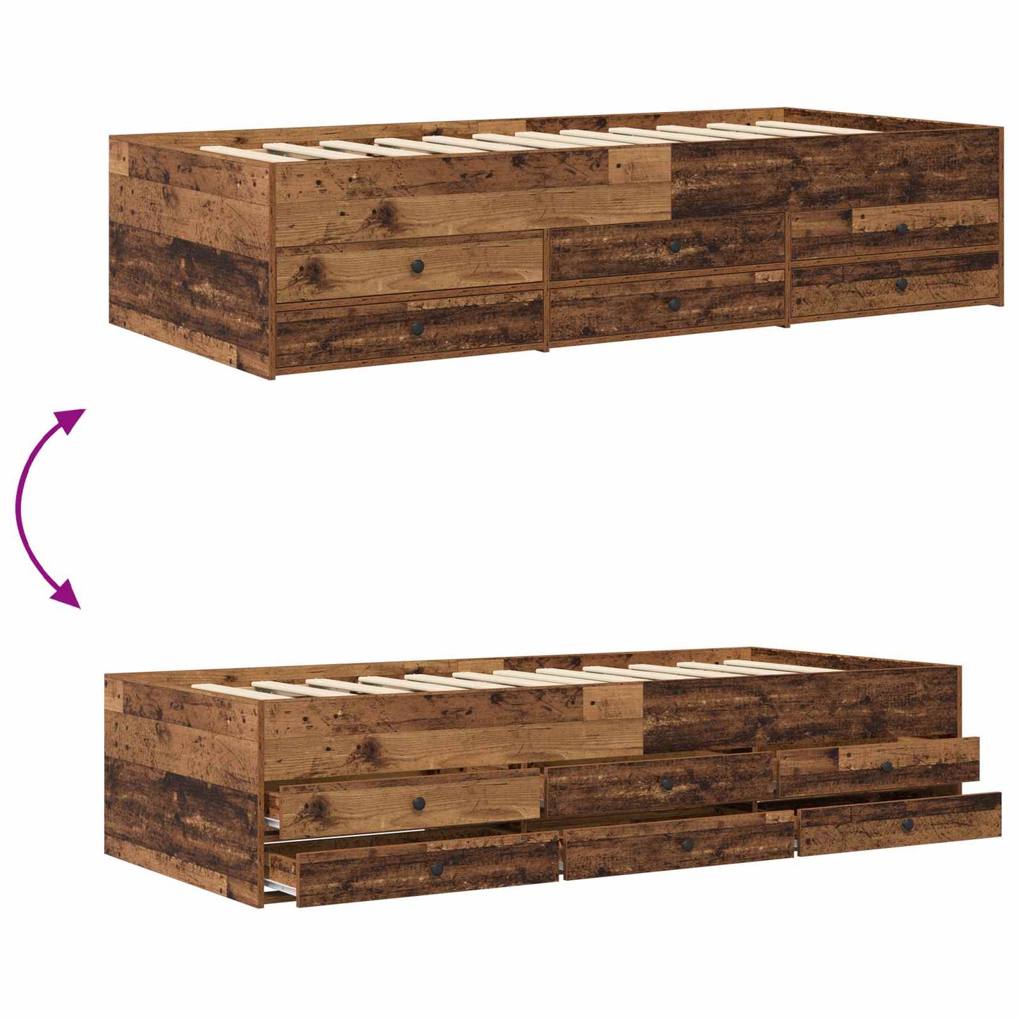 Bed Frame with Storage Old Wood 80 x 200 cm Engineered Wood