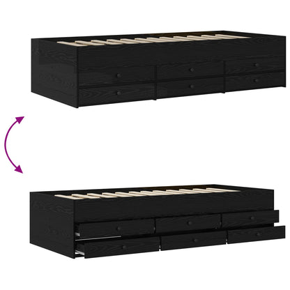 Bed Frame with Storage Black Oak 80 x 200 cm Engineered Wood