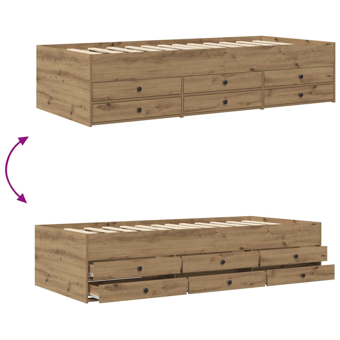 Bed Frame with Storage Artisian Oak 80 x 200 cm Engineered Wood