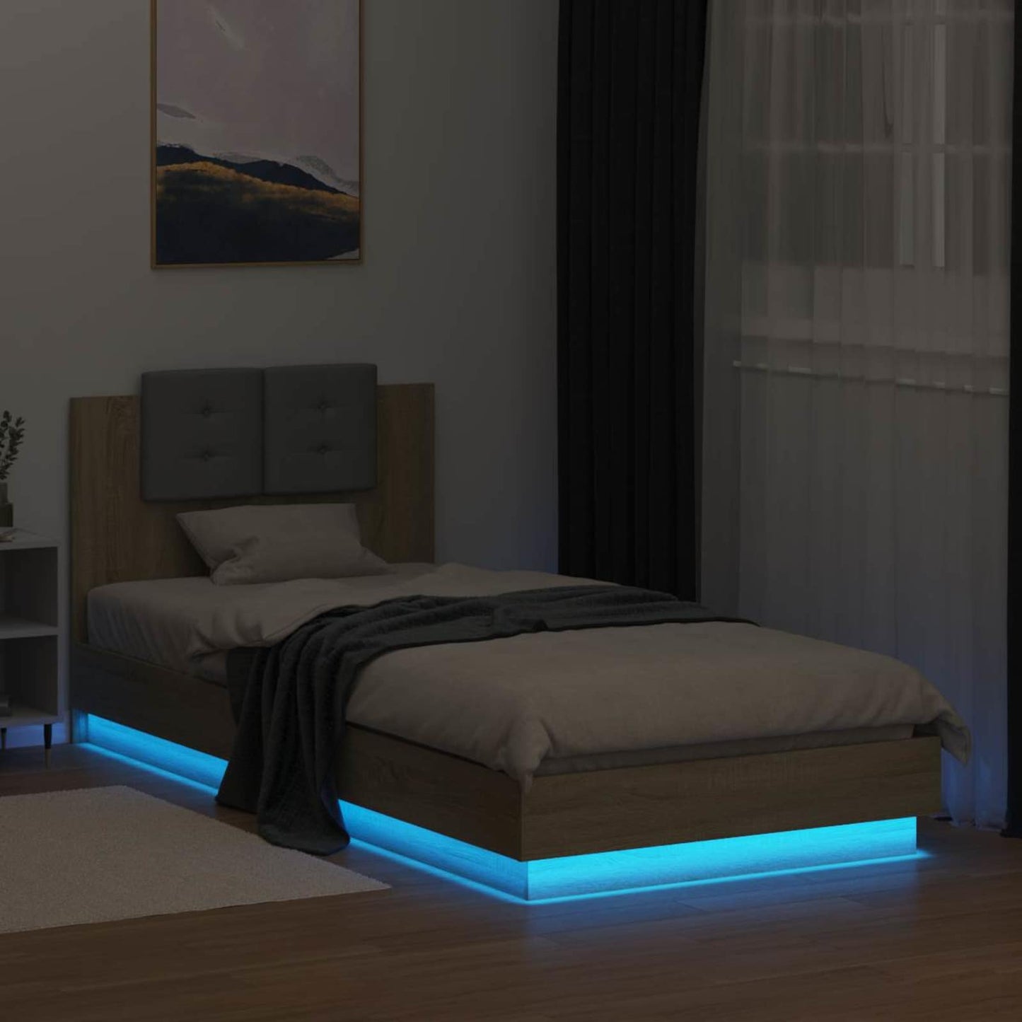 Bed Frame with LED Sonoma Oak 80 x 200 cm Engineered Wood