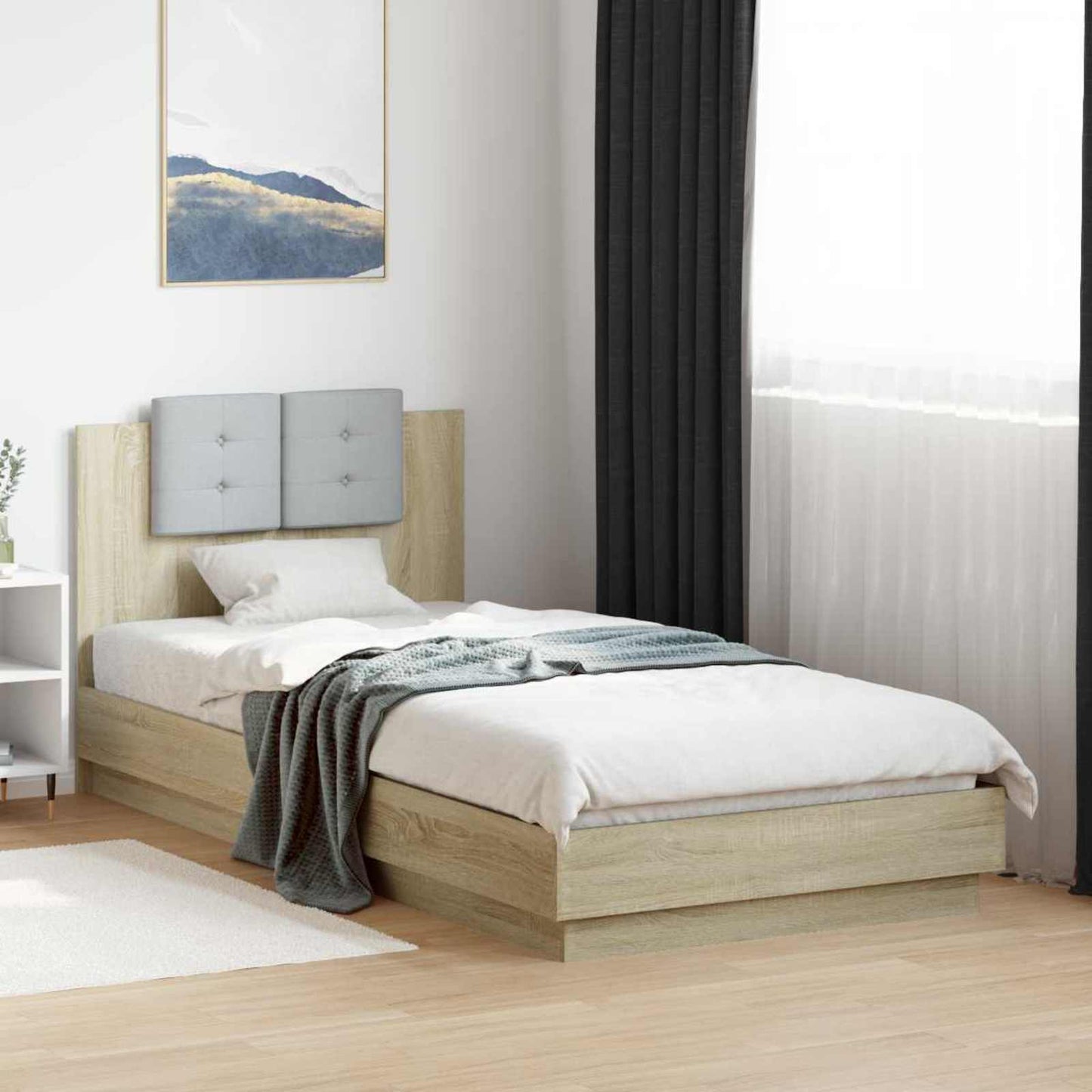 Bed Frame with LED Sonoma Oak 80 x 200 cm Engineered Wood