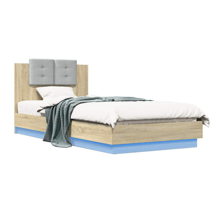 Bed Frame with LED Sonoma Oak 80 x 200 cm Engineered Wood