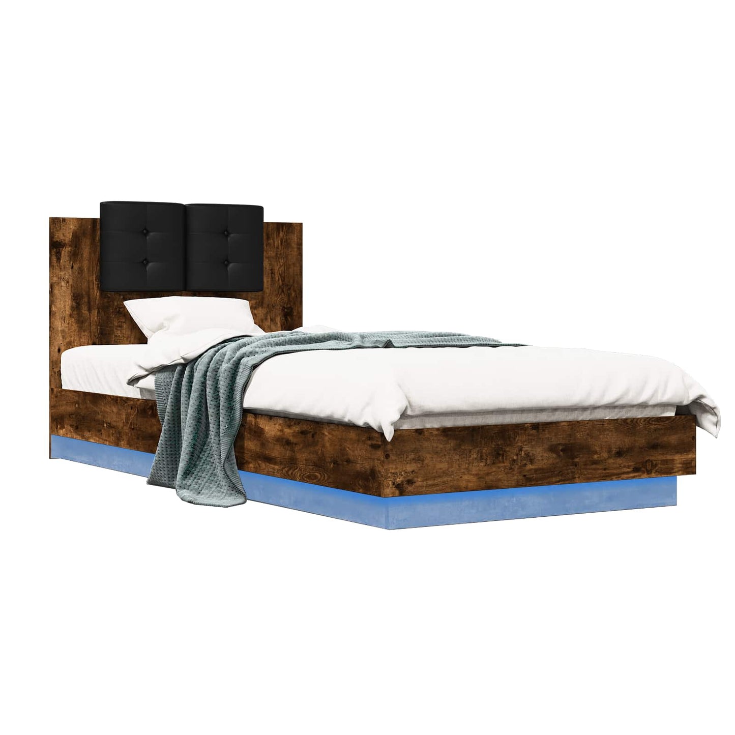 Bed Frame with LED Smoked Oak 80 x 200 cm Engineered Wood