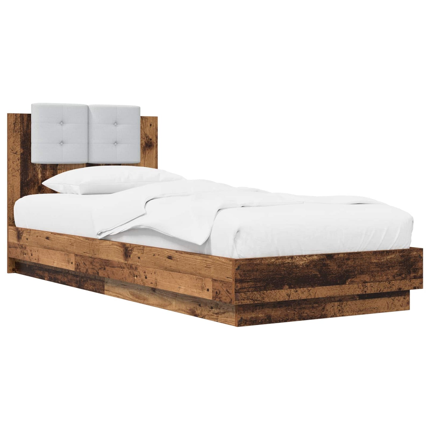 Bed Frame with LED Old Wood 80 x 200 cm Engineered Wood