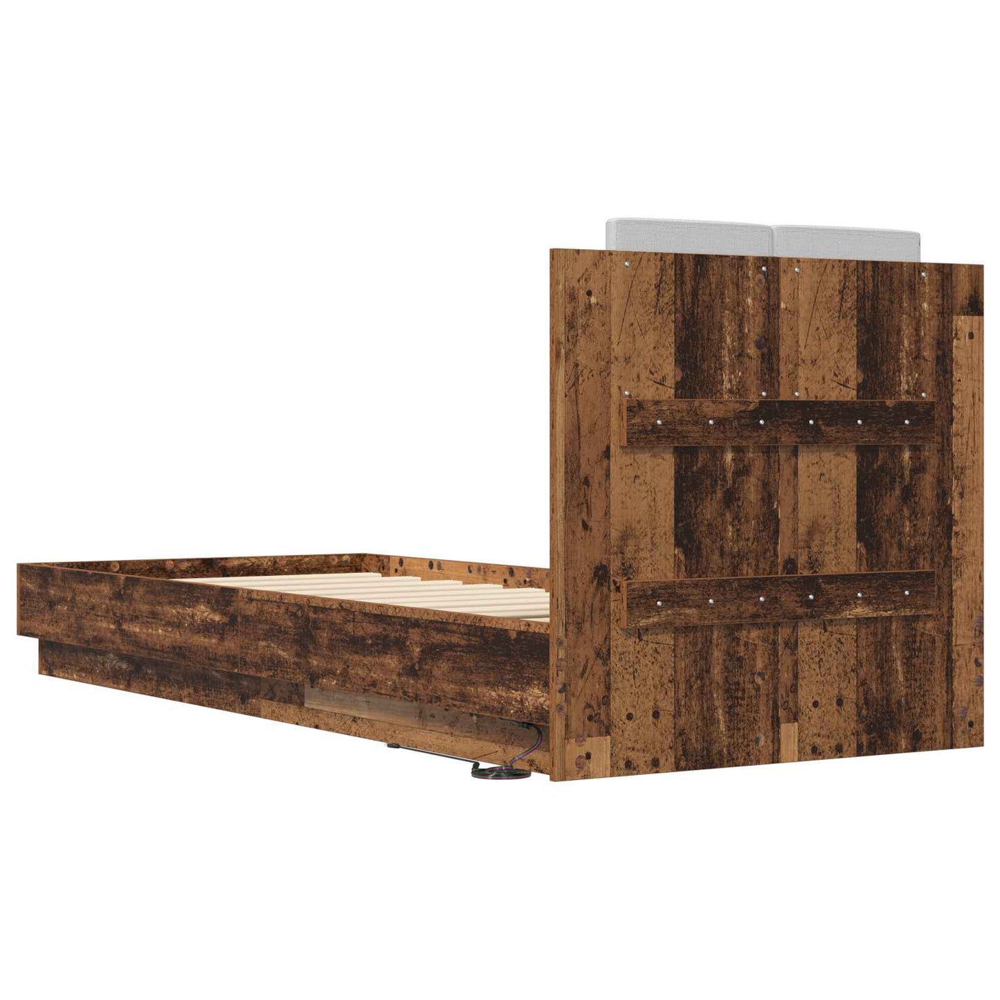 Bed Frame with LED Old Wood 80 x 200 cm Engineered Wood