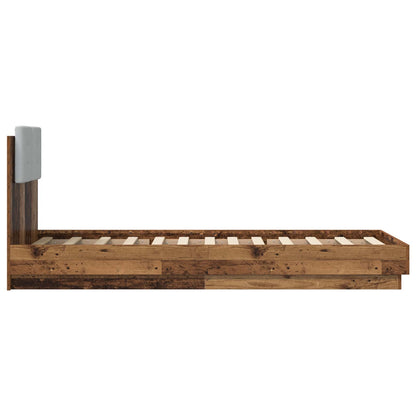 Bed Frame with LED Old Wood 80 x 200 cm Engineered Wood