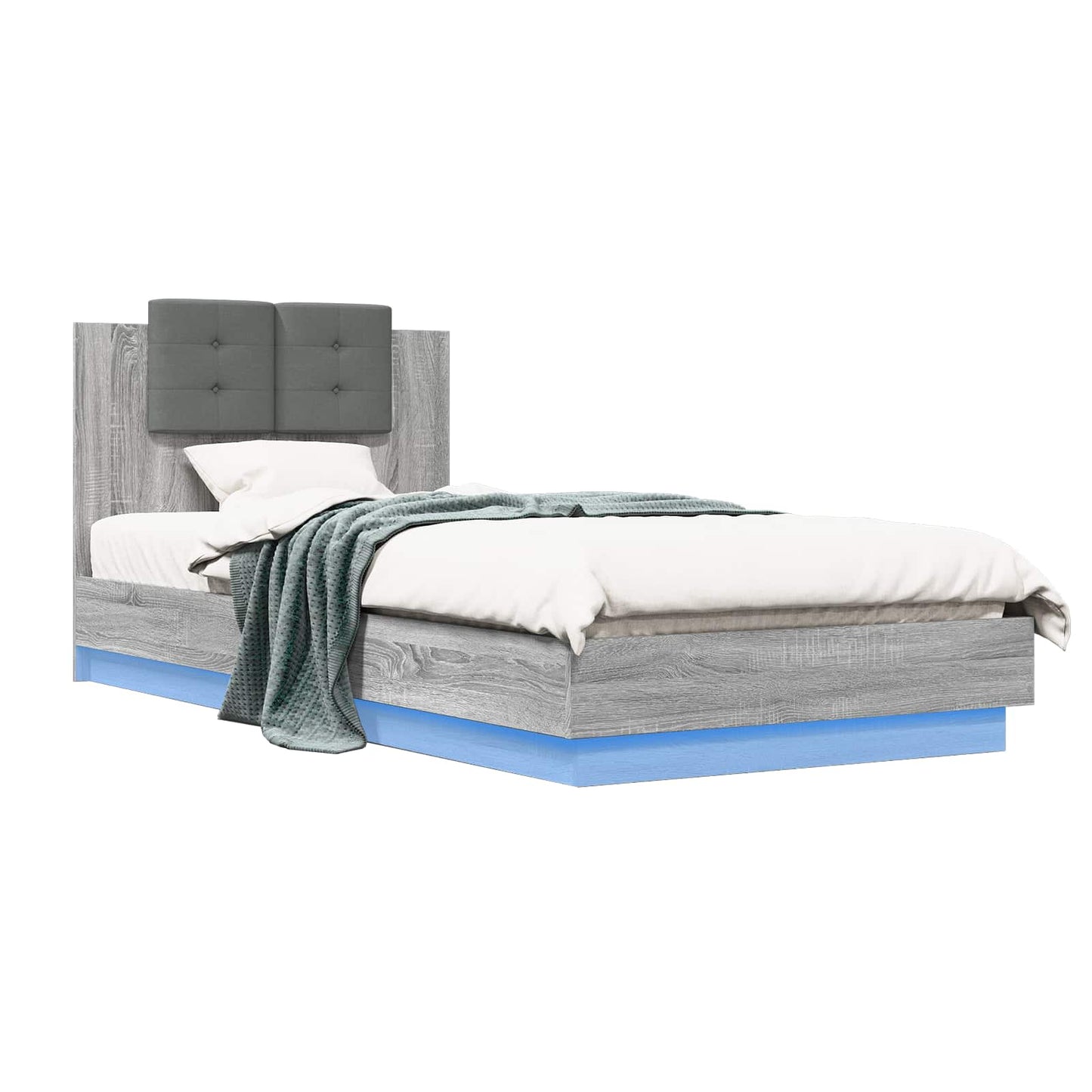 Bed Frame with LED Grey Sonoma 80 x 200 cm Engineered Wood