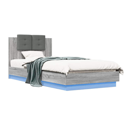 Bed Frame with LED Grey Sonoma 80 x 200 cm Engineered Wood