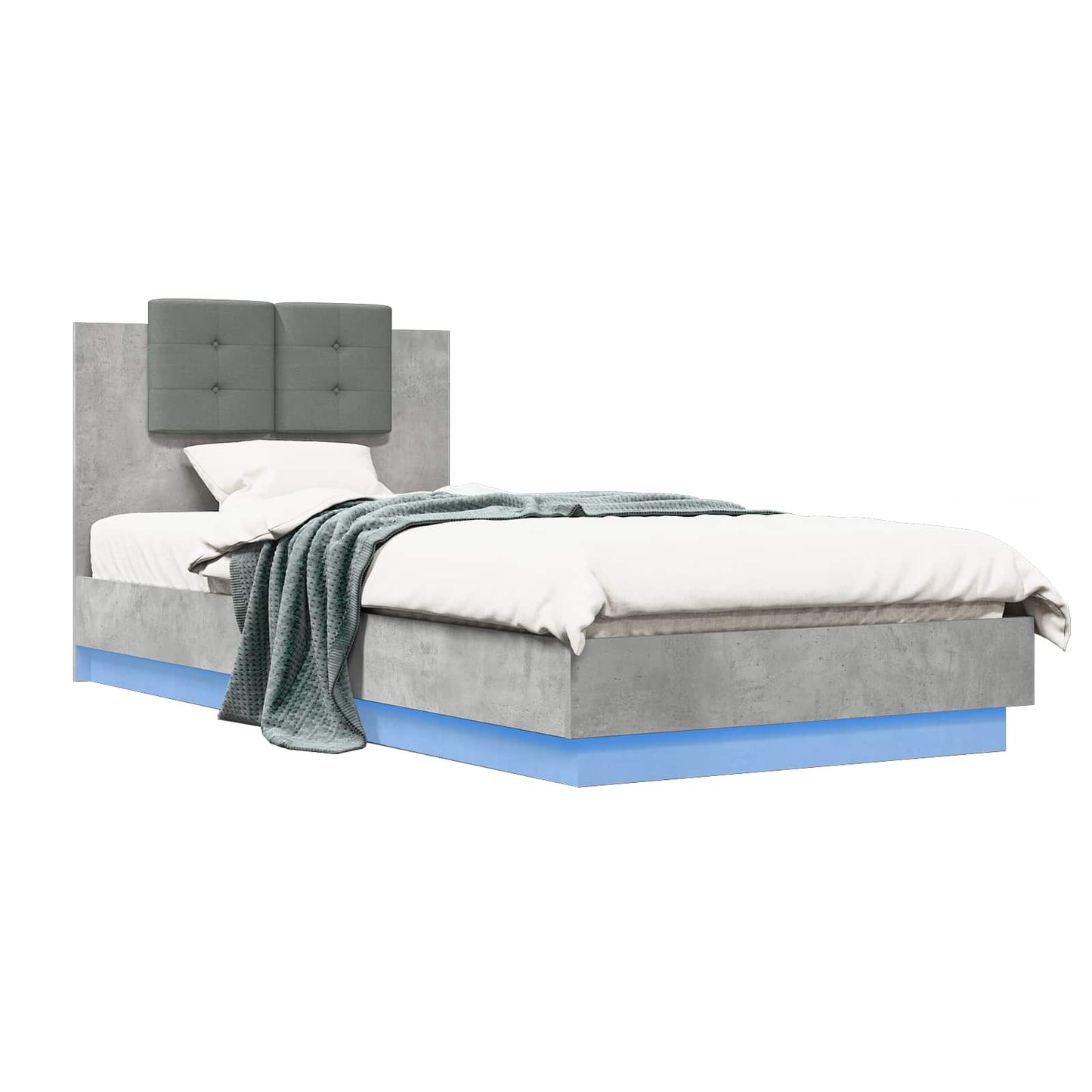 Bed Frame with LED Concrete Grey 80 x 200 cm Engineered Wood
