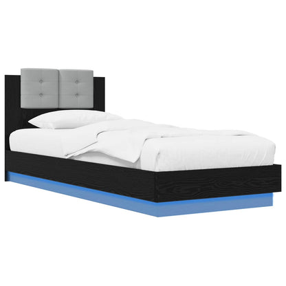 Bed Frame with LED Black Oak 80 x 200 cm Engineered Wood