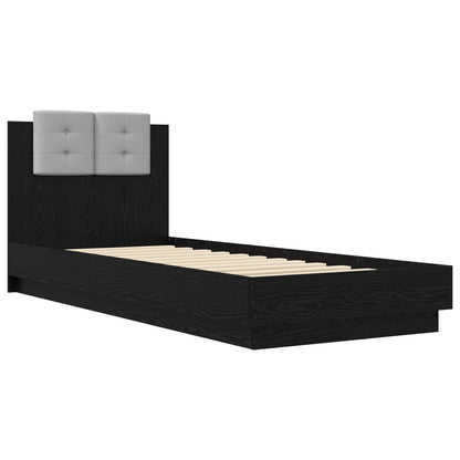 Bed Frame with LED Black Oak 80 x 200 cm Engineered Wood