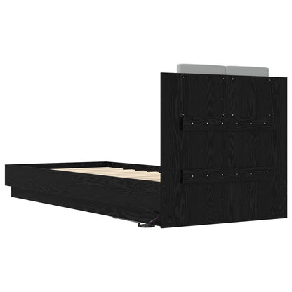 Bed Frame with LED Black Oak 80 x 200 cm Engineered Wood