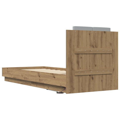 Bed Frame with LED Artisian Oak 80 x 200 cm Engineered Wood
