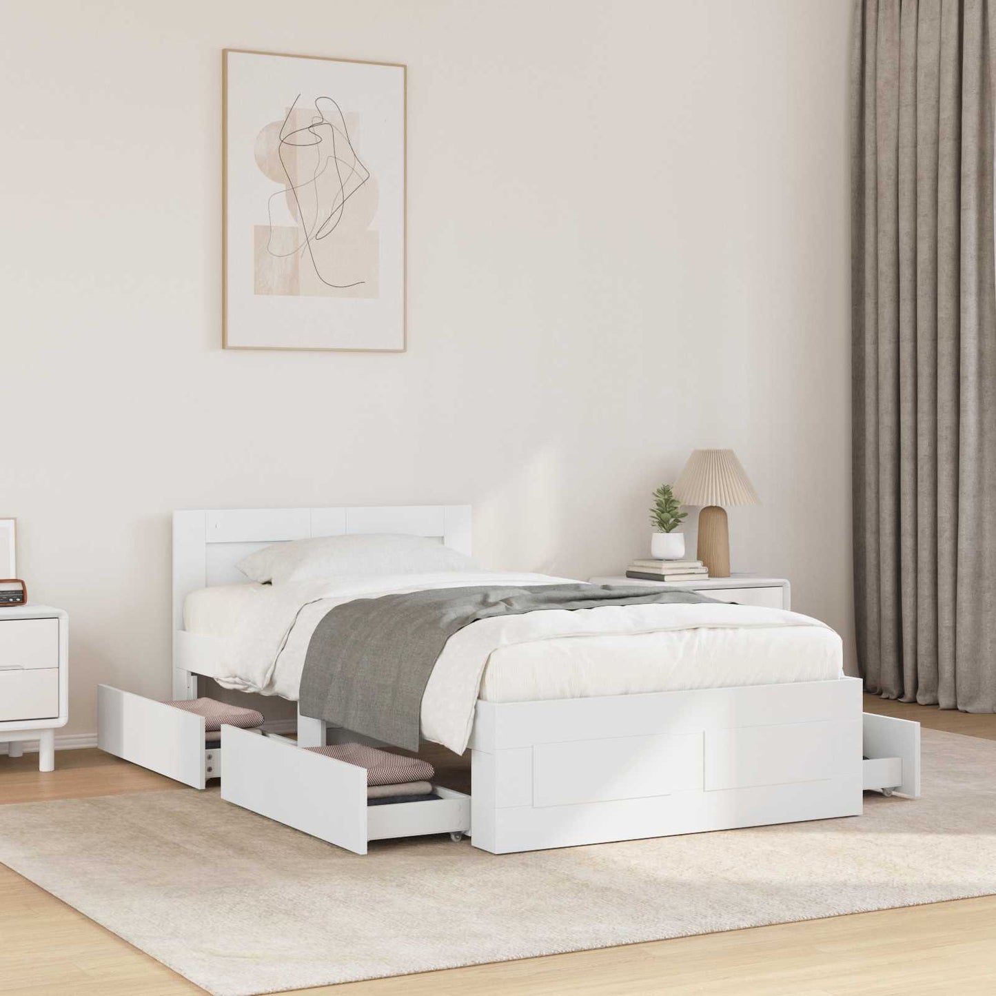 Bed Frame with Headboard White 80 x 200 cm Engineered Wood