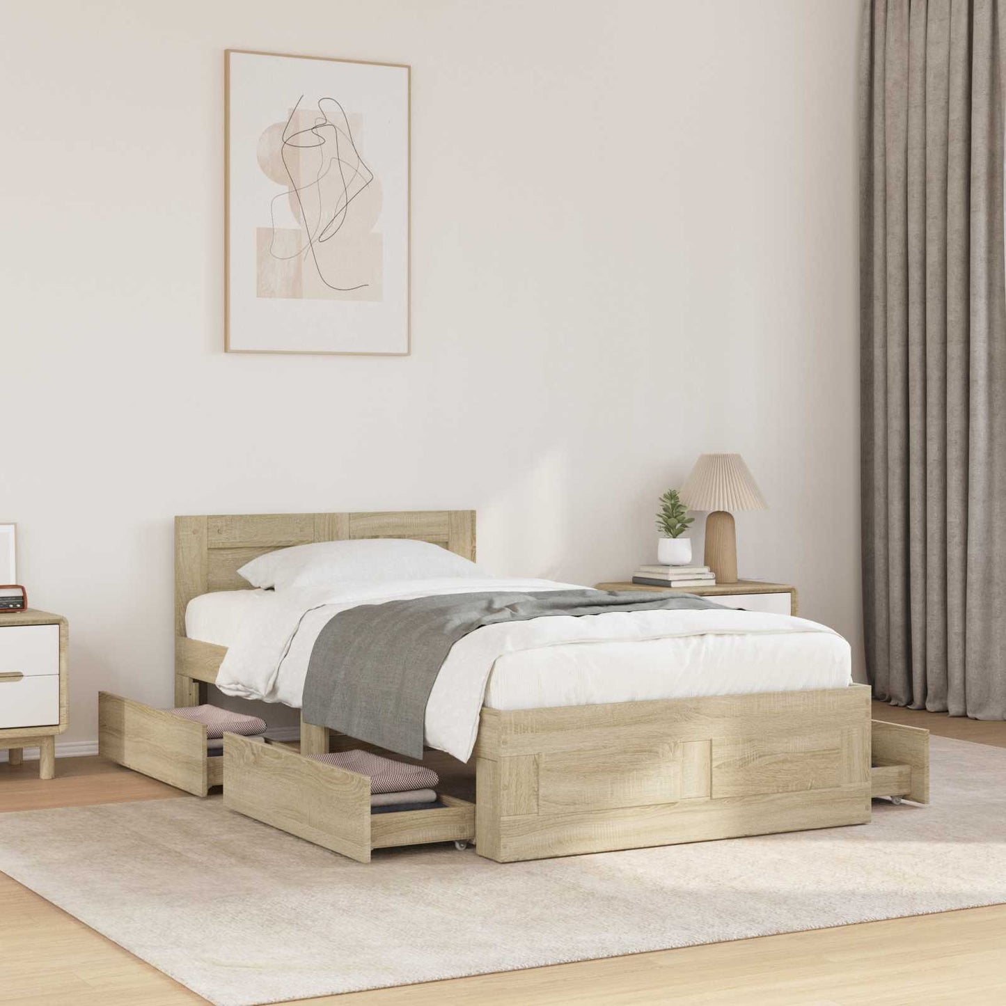 Bed Frame with Headboard Sonoma Oak 80 x 200 cm Engineered Wood