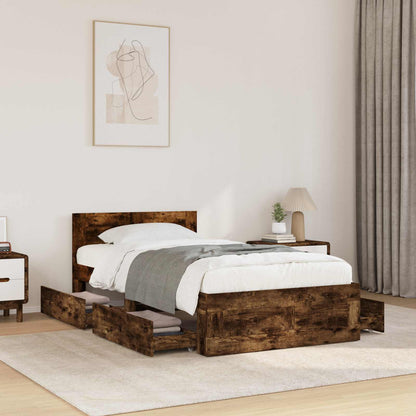 Bed Frame with Headboard Smoked Oak 80 x 200 cm Engineered Wood