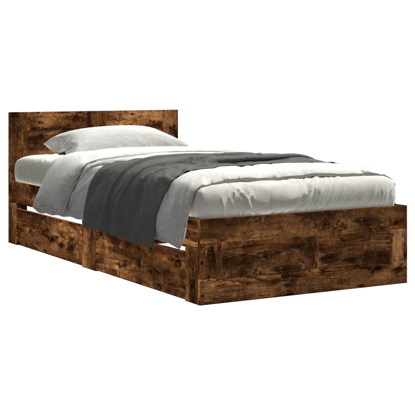 Bed Frame with Headboard Smoked Oak 80 x 200 cm Engineered Wood
