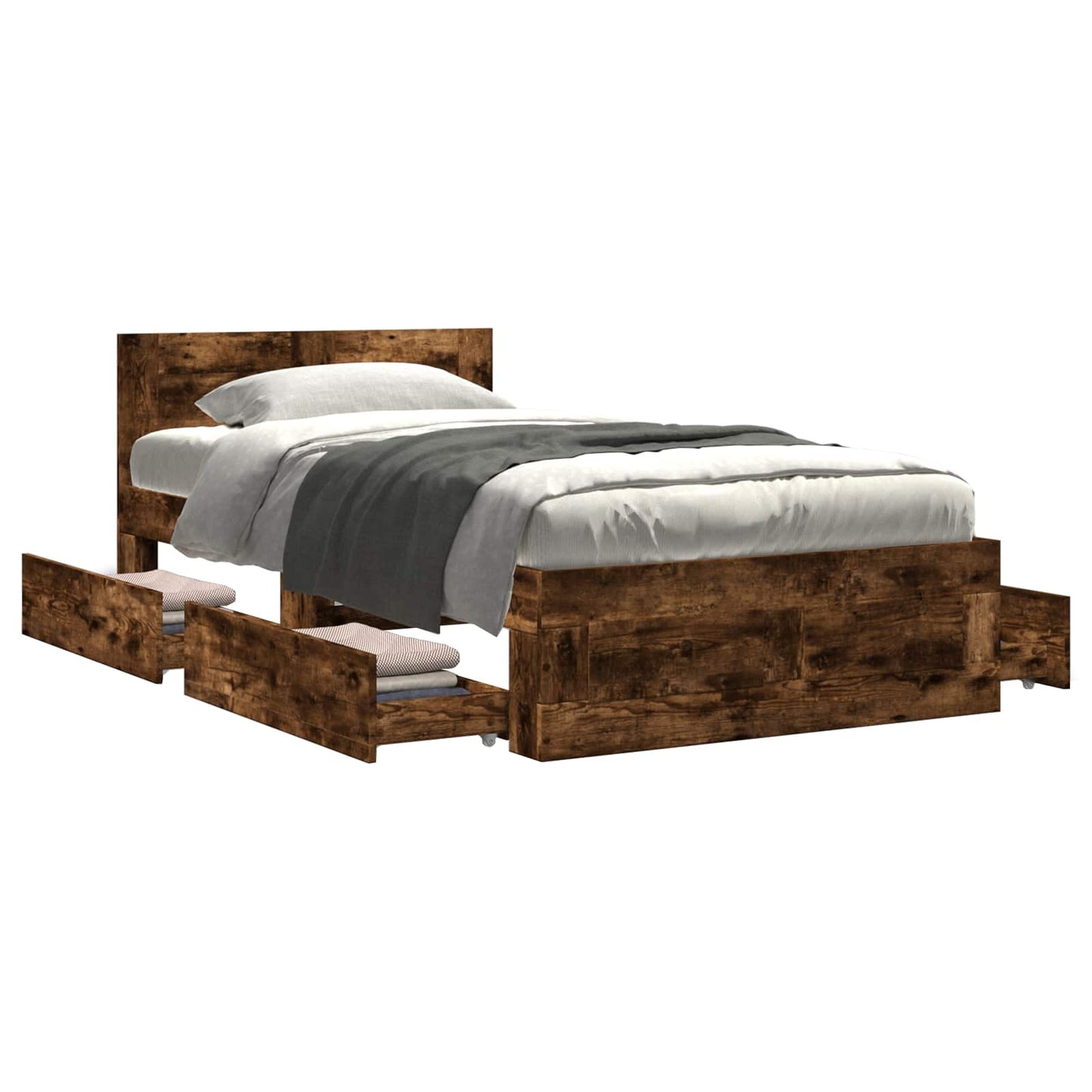 Bed Frame with Headboard Smoked Oak 80 x 200 cm Engineered Wood