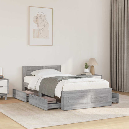 Bed Frame with Headboard Grey Sonoma 80 x 200 cm