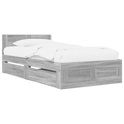 Bed Frame with Headboard Grey Sonoma 80 x 200 cm
