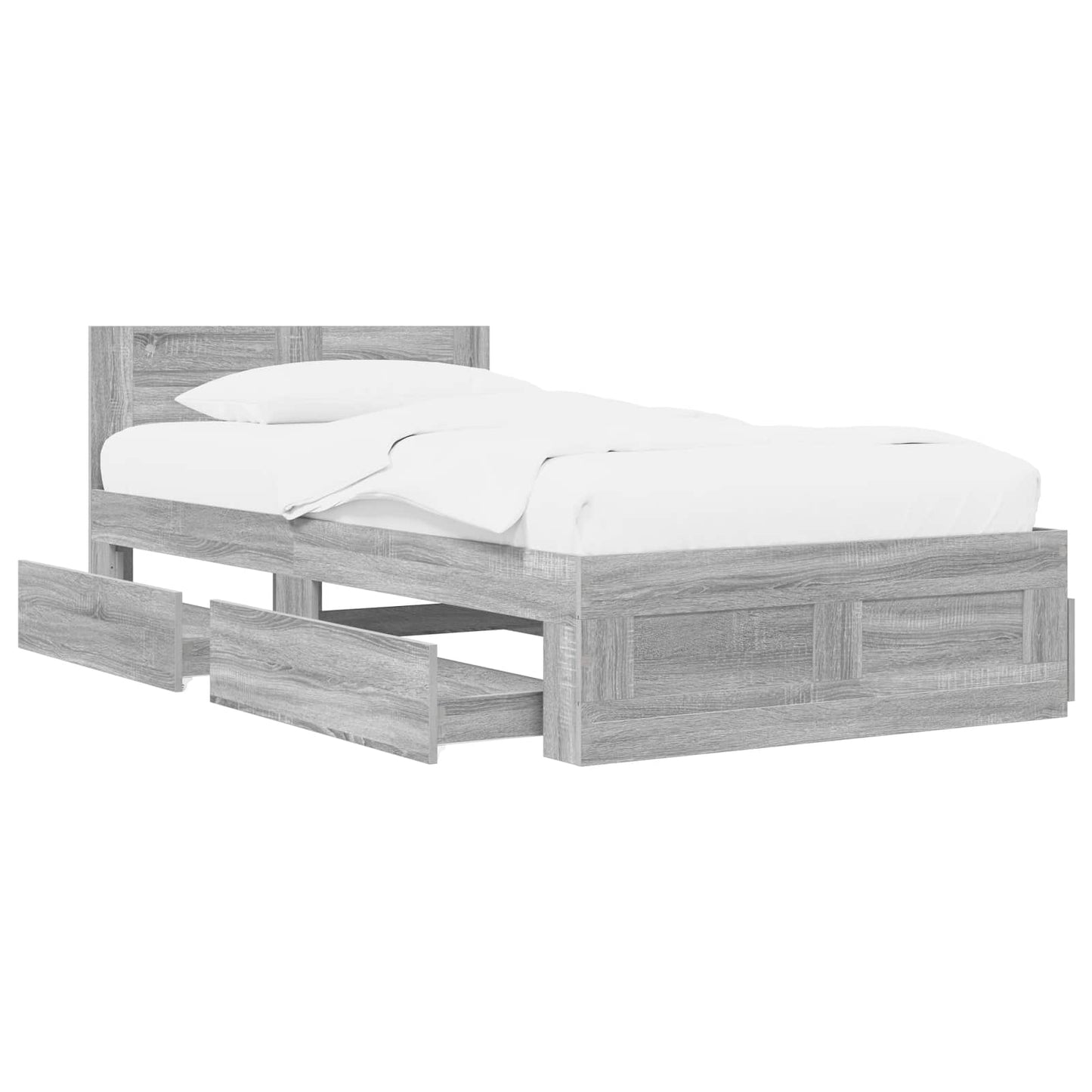 Bed Frame with Headboard Grey Sonoma 80 x 200 cm