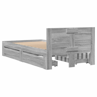 Bed Frame with Headboard Grey Sonoma 80 x 200 cm