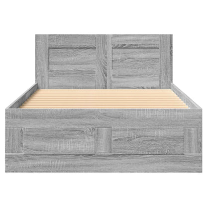 Bed Frame with Headboard Grey Sonoma 80 x 200 cm