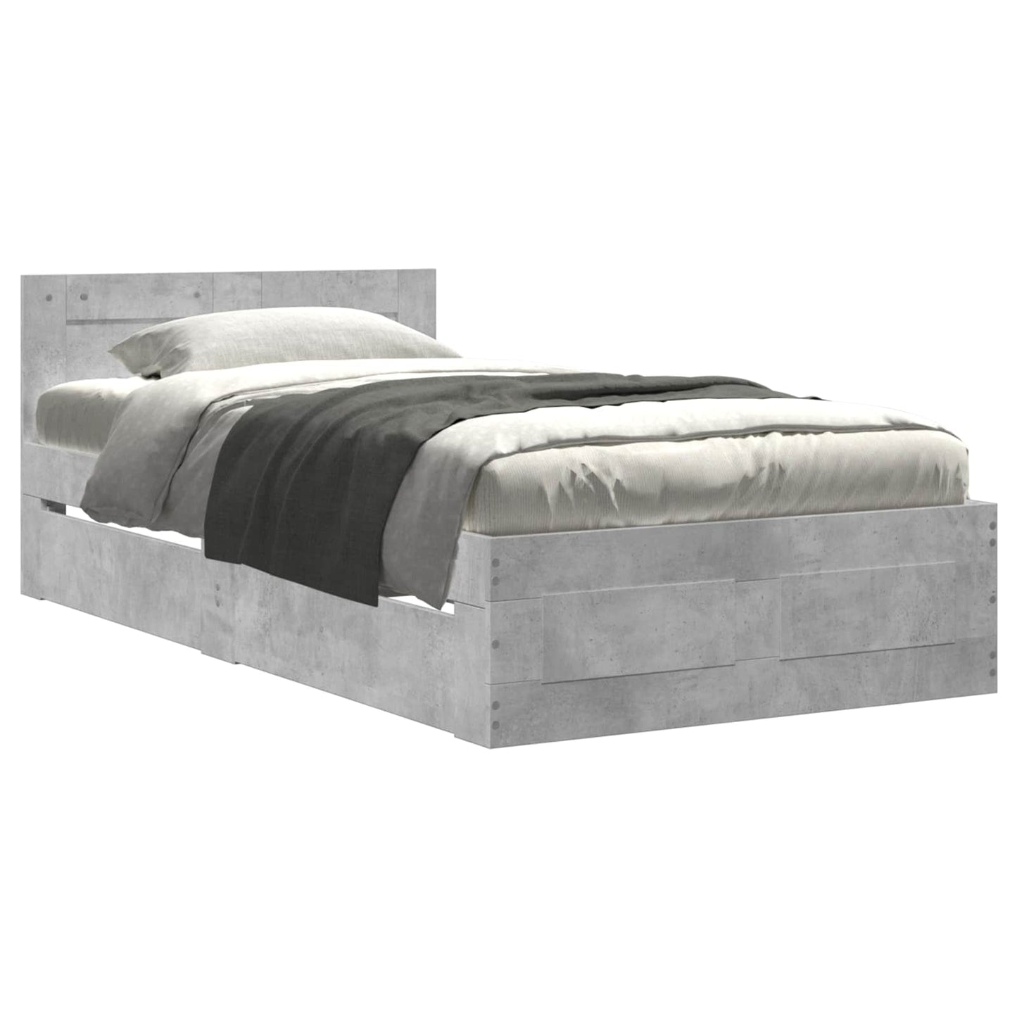Bed Frame with Headboard Concrete Grey 80 x 200 cm