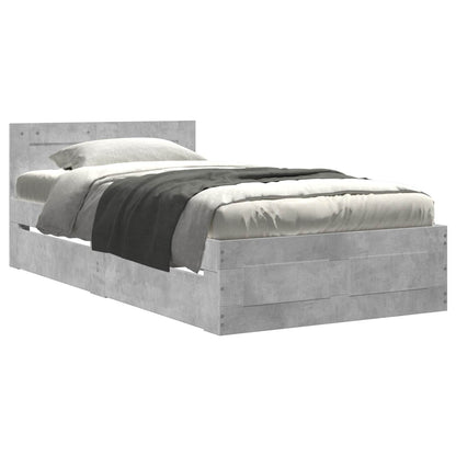 Bed Frame with Headboard Concrete Grey 80 x 200 cm