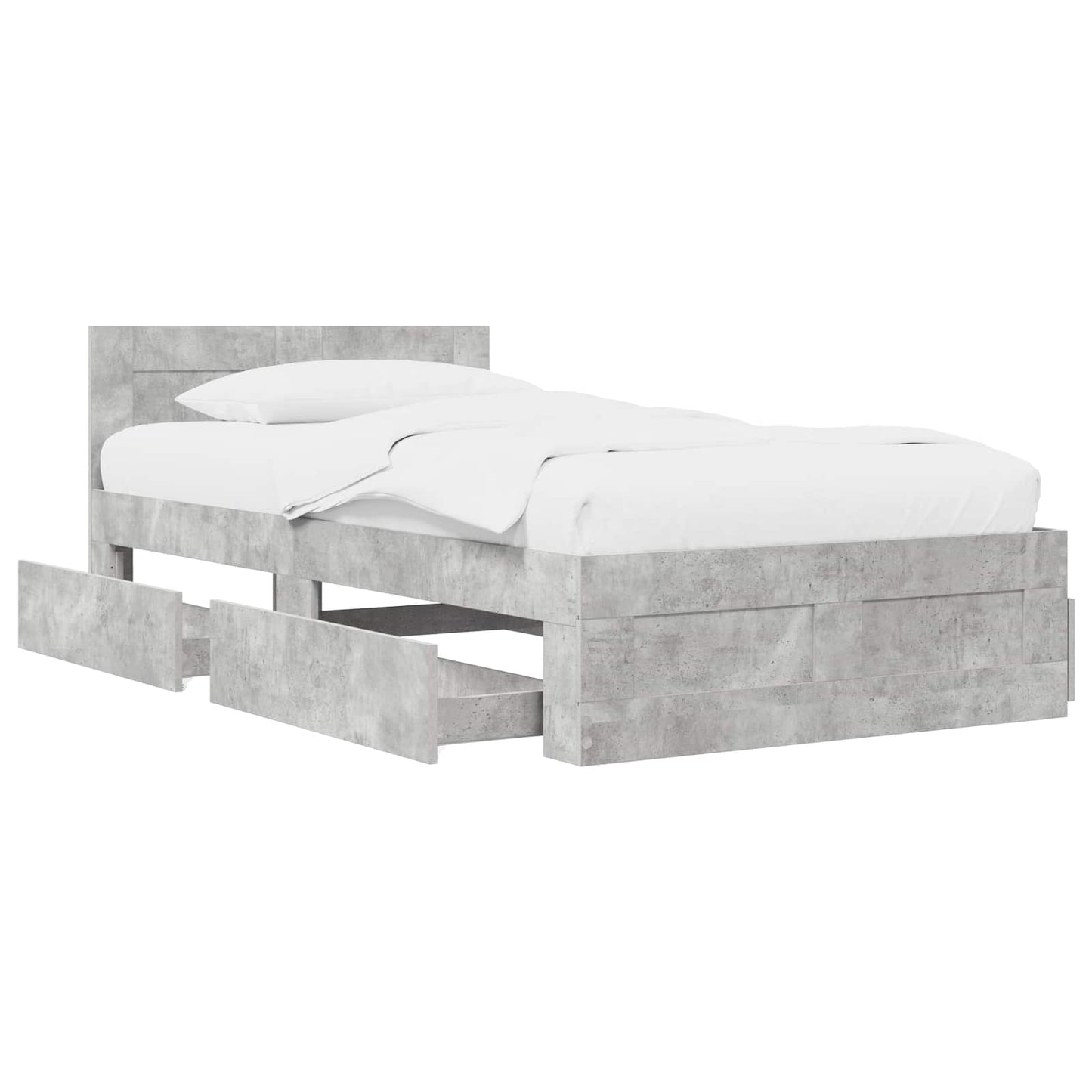 Bed Frame with Headboard Concrete Grey 80 x 200 cm