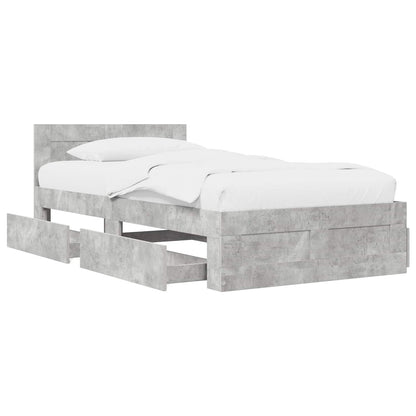 Bed Frame with Headboard Concrete Grey 80 x 200 cm