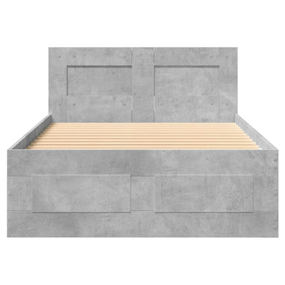 Bed Frame with Headboard Concrete Grey 80 x 200 cm
