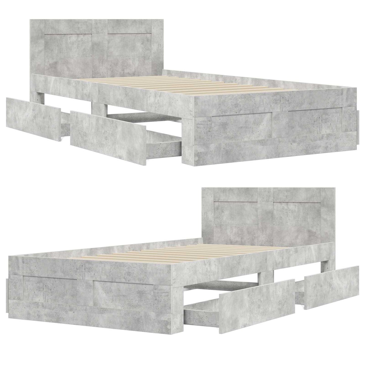 Bed Frame with Headboard Concrete Grey 80 x 200 cm
