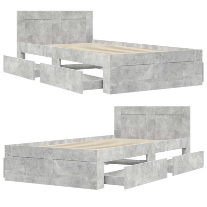 Bed Frame with Headboard Concrete Grey 80 x 200 cm